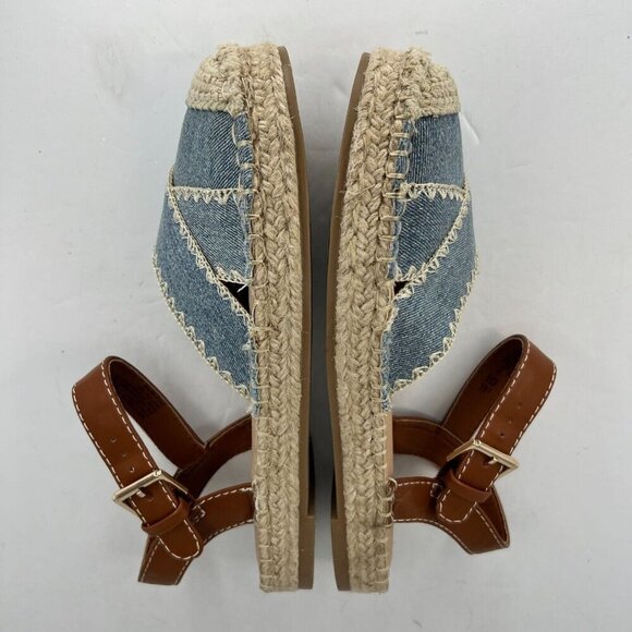 Time and Tru Womens Blue Ankle Strap Buckle Denim Size 7.5 Espadrille Flats - Picture 7 of 9